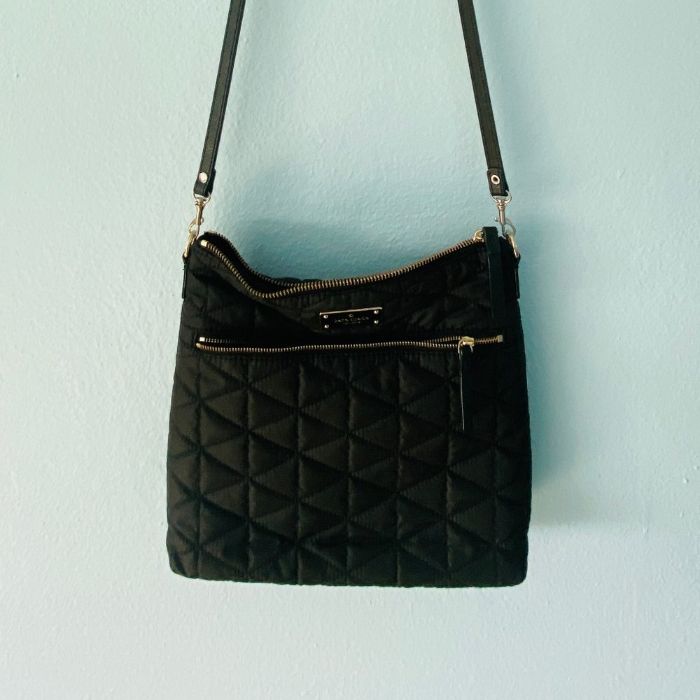Kate Spade Black Quilted Nylon Crossbody Bag Women